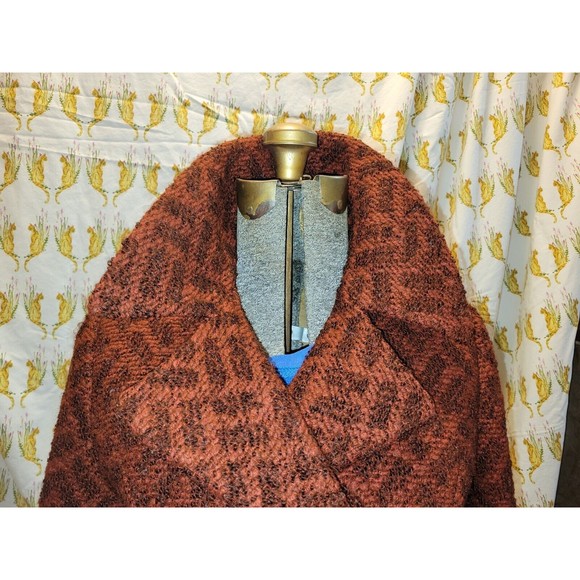 Vintage 60s 70s Rust Boucle Herringbone Double-Breasted Coat Jacket Mod Medium - Picture 11 of 16